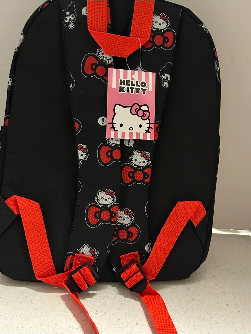 Hello Kitty Black Backpack with Red Bow Accents